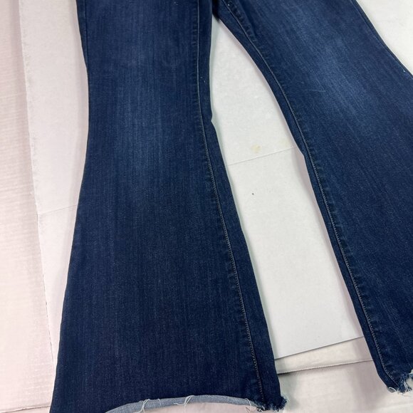 Judy Blue Jean Women 30x30* Flare High Rise Dark Blue Faded Raw Hem Denim Tag 29 - Picture 6 of 16